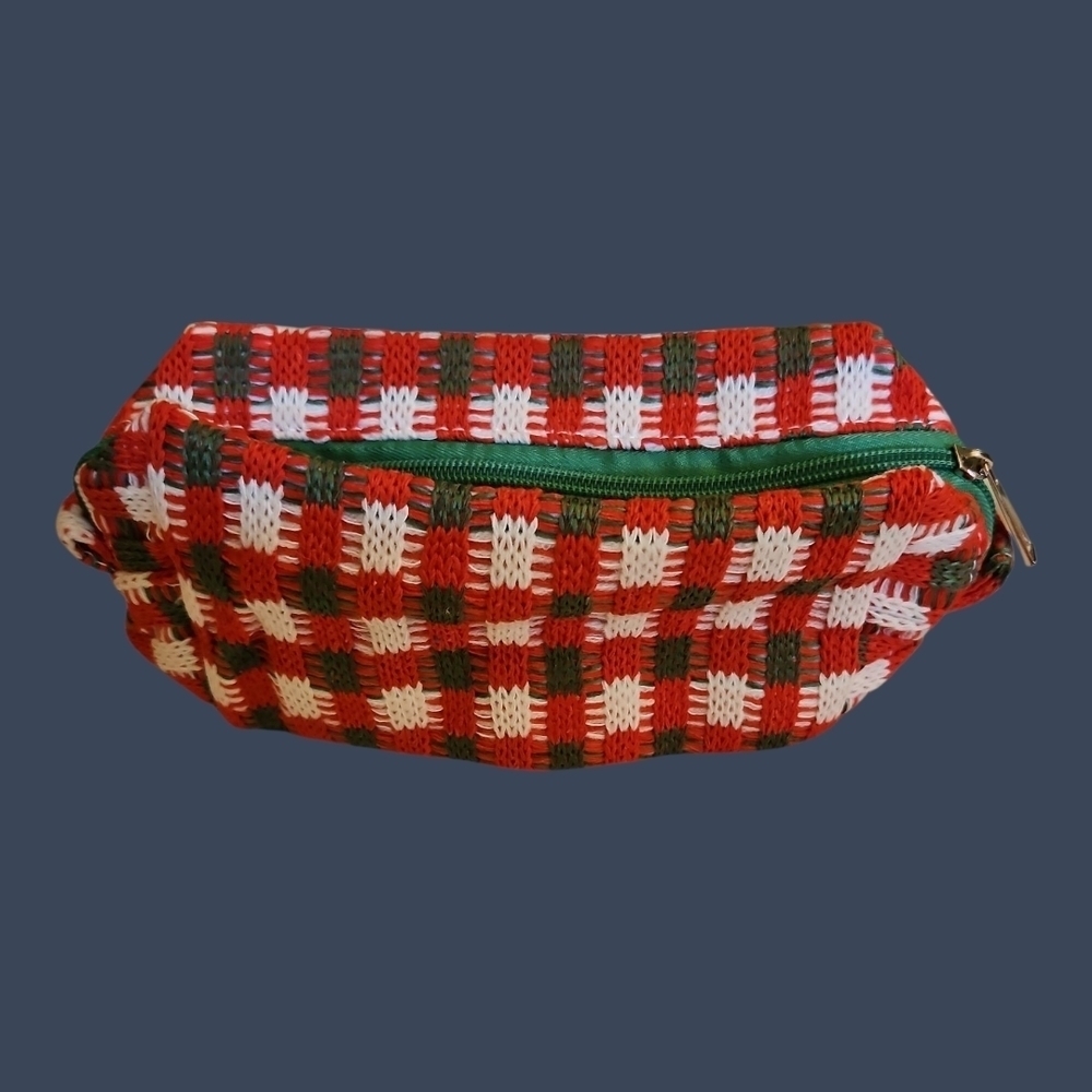 3/$30 Checkered Christmas Holiday Makeup Toiletry Zipper Bag
